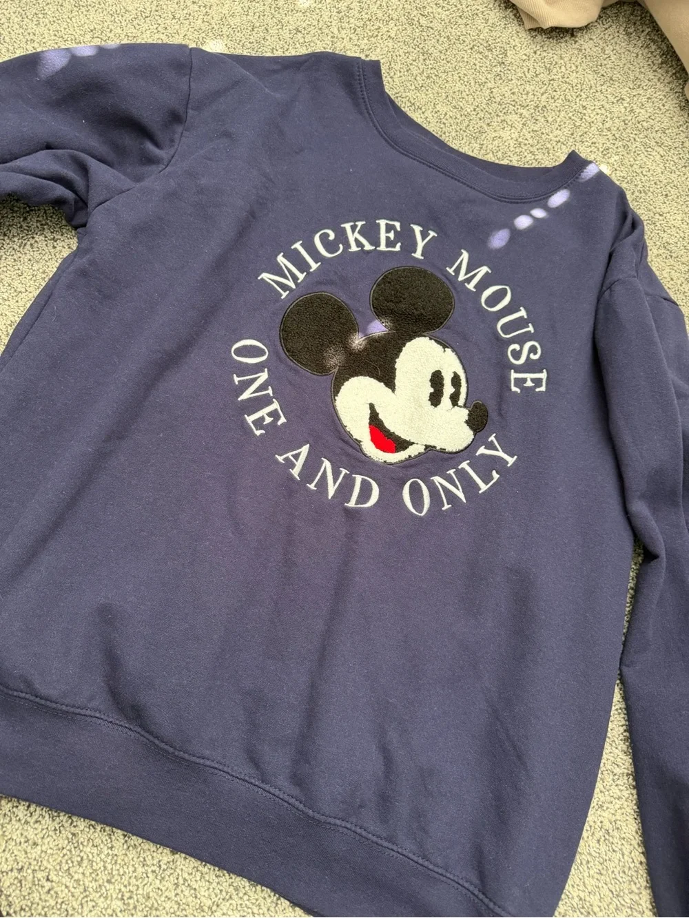 Disney Navy Blue Mickey Mouse Sweatshirt with Embroidered Patch worn once.